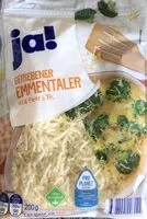 Количество сахара в Ja! Geriebener Emmentaler 45% Fett