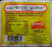 Gula dan nutrisi di dalamnya Bēnes maizes ceptuve