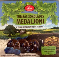 Suhkru kogus sees Dark chocolate medaljons with rye breadcrumbs