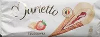 चीनी की मात्रा Lody o smaku waniliowym z nadzieniem truskawkowym, oblane białą belgijską czekoladą, w rożku waflowym