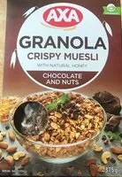 Sokerin määrä sisällä granola chocolate and nuts