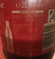 Sugar and nutrients in Cocacola