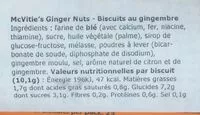 Jumlah gula yang masuk Mcvities Ginger Nuts 150G