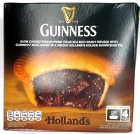 Amount of sugar in Slow cooked tender prime steak in a rich gravy infused with Guinness beer, baked in a unique Holland's golden shortcrust pie