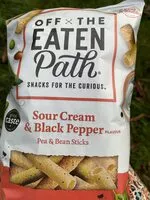 Sokerin määrä sisällä Sour Cream & Black Pepper Flavour Pea & Bean Sticks