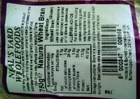 Quantité de sucre dans Natural Wheat Bran