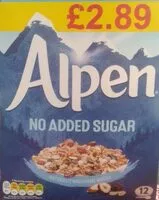 含糖量 Alpen No added sugar