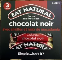 İçindeki şeker miktarı Barres aux fruits secs chocolat noir avec airelles et noix de macadamia