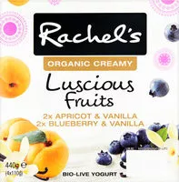 Suhkru kogus sees Rachel's Luscious Fruits and Vanilla Yogurts