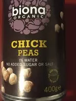 Suhkru kogus sees Organic chickpeas in water