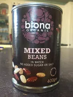 Sugar and nutrients in Biona organic mixed beans in water