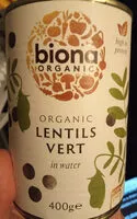 Suhkru kogus sees Biona Lentils Vert 400G