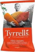 Quantité de sucre dans Tyrrells Veg Crisps Red 100G