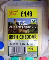 Jumlah gula yang masuk Irish Cheddar