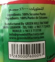 Sokerin määrä sisällä Tahini Sesame Paste