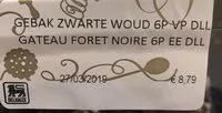 含糖量 Gateau foret Noire Delhaize
