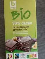 Sokerin määrä sisällä Chocolat noir aux éclats de noisettes