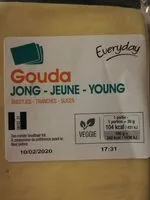Sokerin määrä sisällä Gouda jeune tranche
