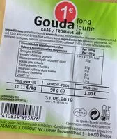 Sucre et nutriments contenus dans Gouda