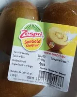 Amount of sugar in Zespri sunGold kiwifruit