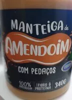 चीनी की मात्रा Manteiga de amendoim com pedaços