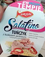 Suhkru kogus sees Tuńczyk z kuskusem perłowym i suszonymi pomidorami