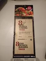 Quantité de sucre dans Ostrich burgers thick