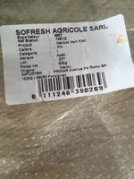 Sucre et nutriments contenus dans Sofresh agricole sarl