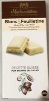 入っている砂糖の量 Blanc & feuilletine