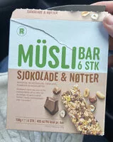 Zuckermenge drin Müslibar Sjokolade og Nøtter