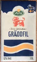 含糖量 Arla Ko Gräddfil 12% 3 dl