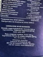 Zuckermenge drin Leksands Knäcke normal gebacken