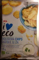 İçindeki şeker miktarı ICA i♥eco Ekologiska chips Gräddfil & lök