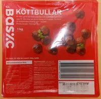 İçindeki şeker miktarı ICA Basic Köttbullar