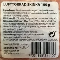 Количество сахара в Lufttorkad skinka