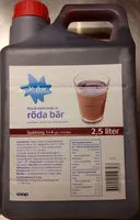 Sokerin määrä sisällä Coop X-tra Dryck med smak av röda bär
