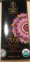 Suhkru kogus sees Organic Chocolate with Coffee Beans 70%