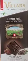 入っている砂糖の量 Chocolat noir 70% sans sucre ajouté