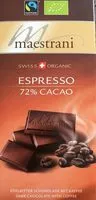 Sokerin määrä sisällä Espresso 72% Dark chocolate with coffee