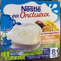 Quantité de sucre dans NESTLÉ P'TIT ONCTUEUX au Fromage Blanc Fruits Exotiques 4x100gDès6mois