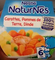 Sokerin määrä sisällä NESTLE NATURNES Petits Pots Bébé Carottes, Pommes de terre, Dinde -2x200g -Dès 6 mois