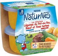 Sokerin määrä sisällä NESTLE NATURNES Les Sélections Légumes du pot-au-feu Bœuf-2x200g-Dès 8 mois