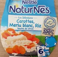चीनी की मात्रा NESTLE NATURNES Les Sélections Petits Pots Bébé Carottes, Colin, Riz touche de citron -2x200g -Dès 6 mois