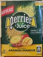 Amount of sugar in Perrier juice ananas mangue