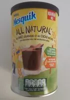 Sucre et nutriments contenus dans Nesquik all natural