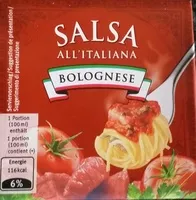 Sugar and nutrients in Salsa all italiana migros