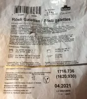 Cantidad de azúcar en Rösti galettes