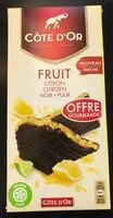 Cantidad de azúcar en Chocolat noir citron Côte d'Or