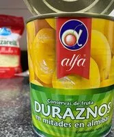 İçindeki şeker miktarı Duraznos en mitades en almíbar