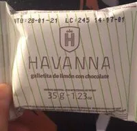 入っている砂糖の量 Galletita de limón con chocolate